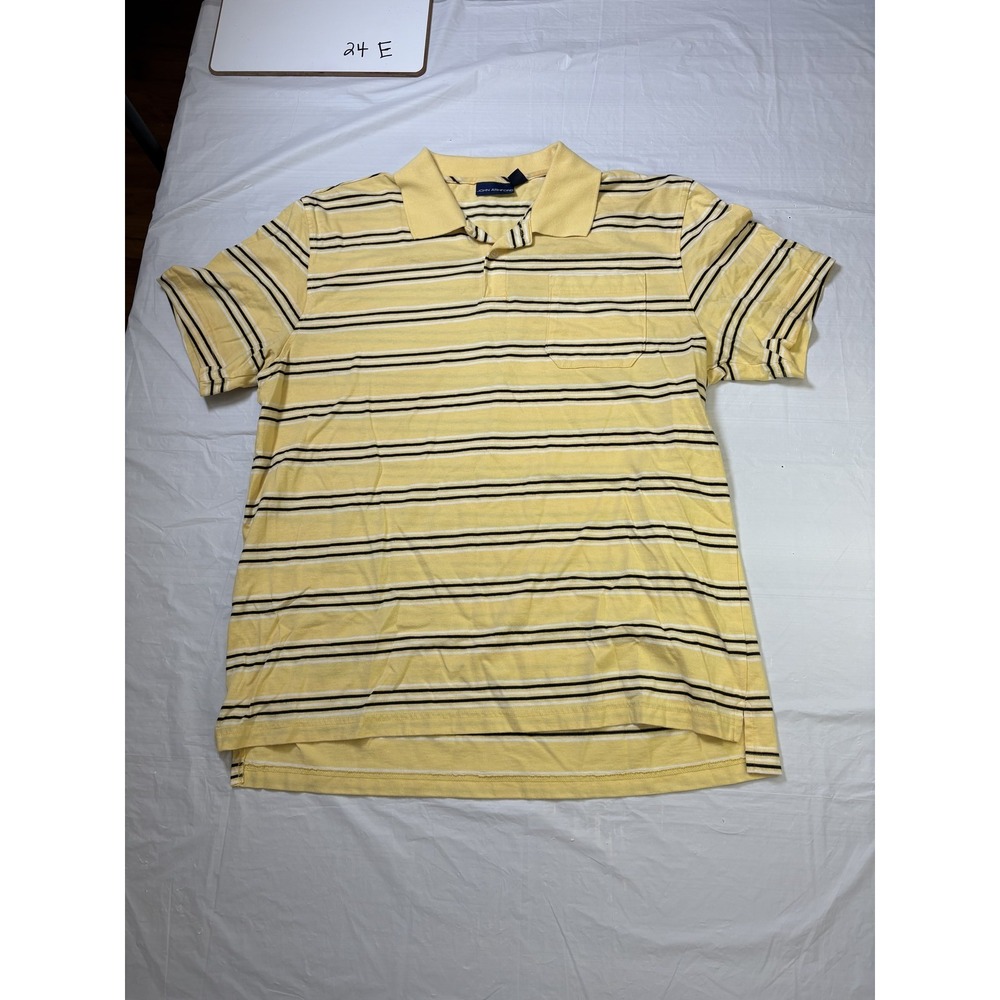 Mens John Ashford short sleeve striped polo shirt, size Extra Large (XL) yellow